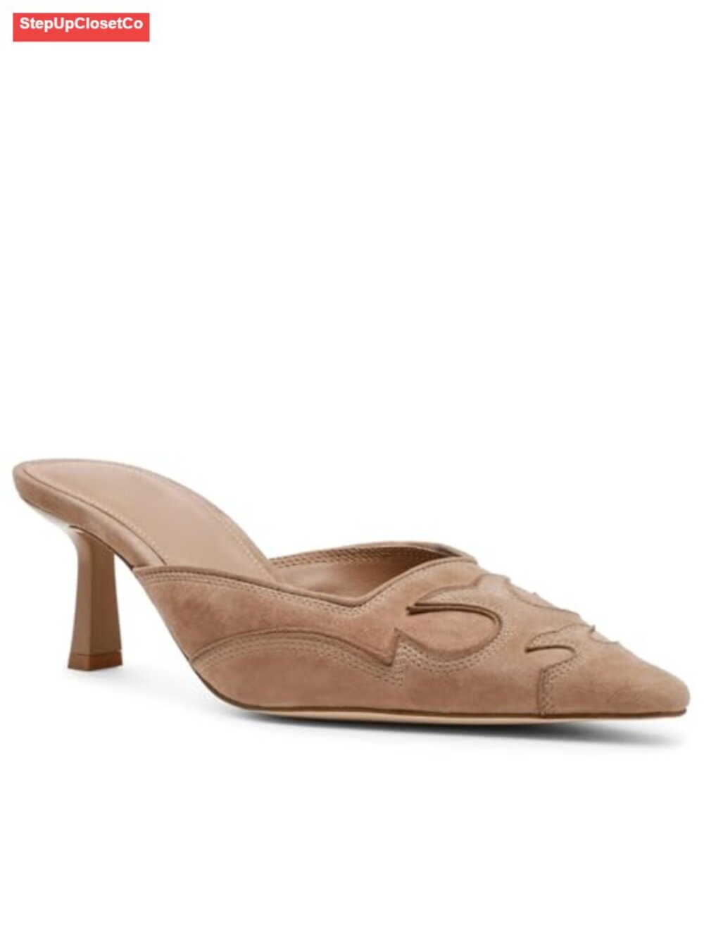 Faux Leather Kitten Heel Mules Slip On Backless Pumps Women's